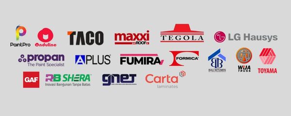 Brand Partners - Panfix, Dutafilm, TACO, Maxxi, Tegola, LG Hausys, Propan, APlus, Fumira, Formula, Jaya Bersama, MGM, Tonna, GAF, RB Shera, Gner, Carta